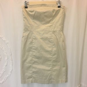 Strapless Beige Midi Dress